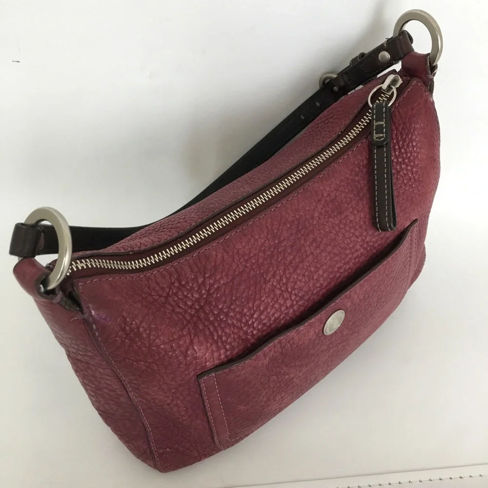 Coach Burgundy Chelsea Pebble Leather Hobo Shoulder Bag Purse